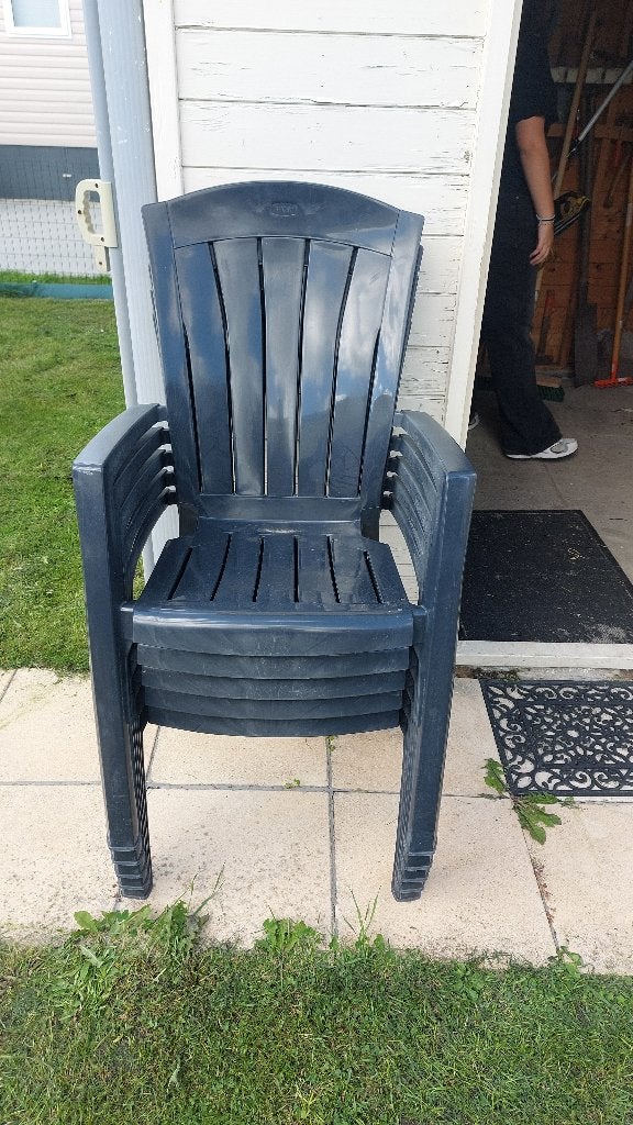Tuinstoelen + tafel, Enlèvement, Utilisé, Plastique, Empilable
