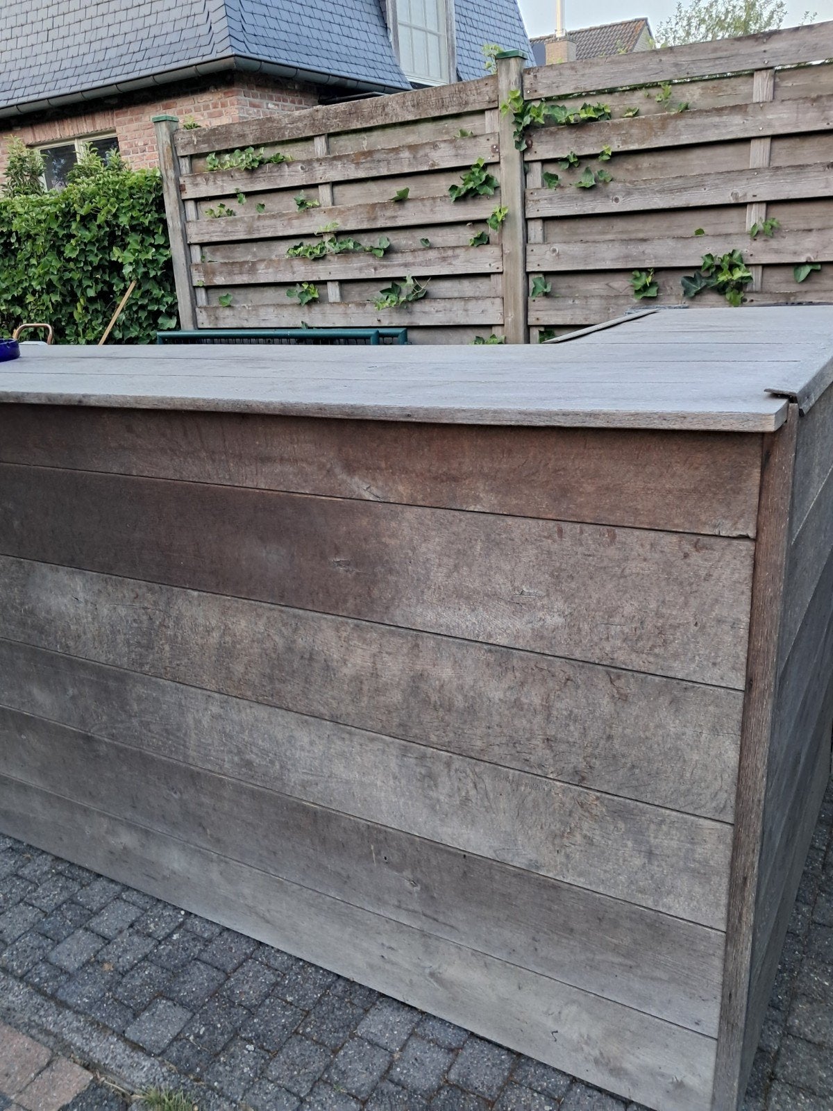 BuitenBar eiken planken, zelfbouw, op wielen,  zware uitvoer, Ophalen