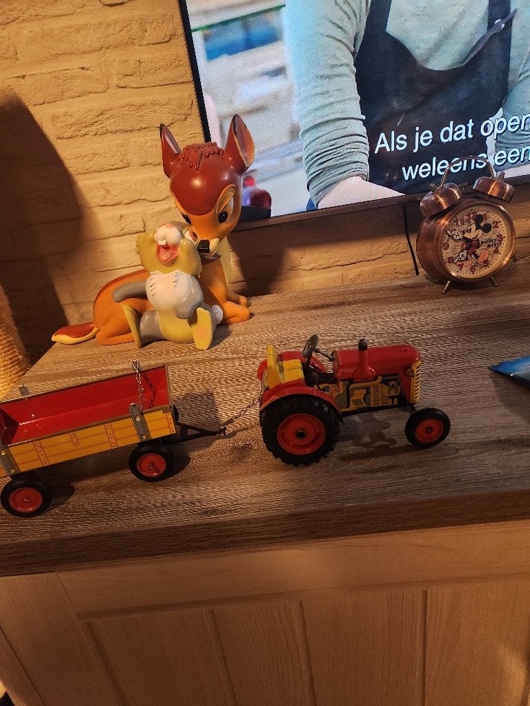 Blikken traktor met aanhangwagen onbespeelde staat, Ophalen of Verzenden, Zo goed als nieuw