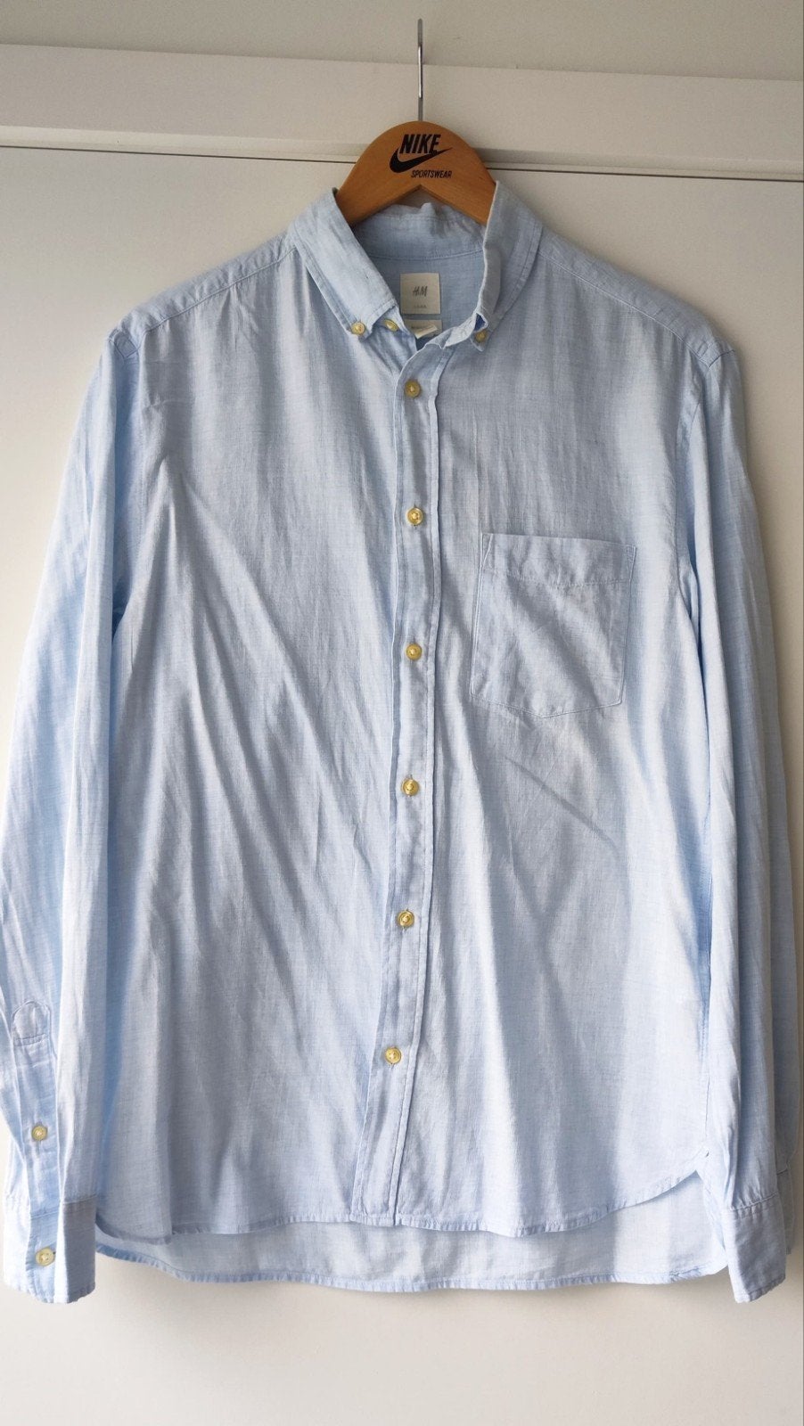 H&M blauw effen overhemd Maat Medium, Kleding | Heren, Overhemden, Ophalen of Verzenden, Blauw