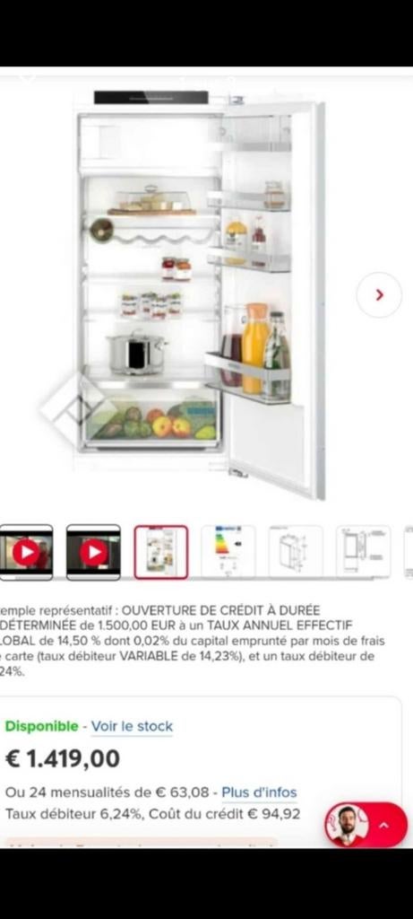 Titre
Réfrigérateur-congélateur encastralble
frigo SIEMENS, Enlèvement, Neuf