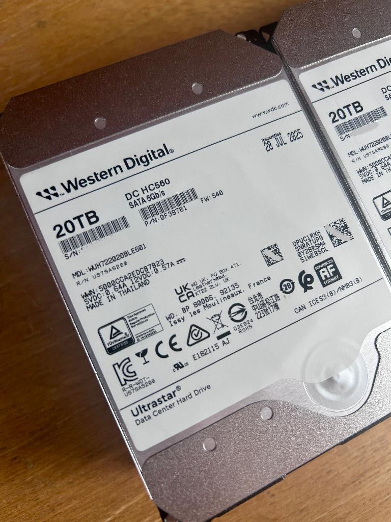 WD Ultrastar DC HC560 20TB Enterprise HDD SATA 6Gb/s 7200rpm, Computers en Software, Harde schijven, Ophalen, Intern, Server, Western Digital (WD)
