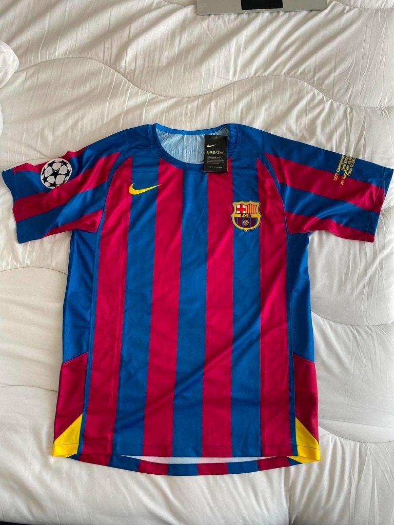 Maillot Vintage Barcelona - Ronaldinho, Taille L, Enlèvement ou Envoi, Neuf, Maillot