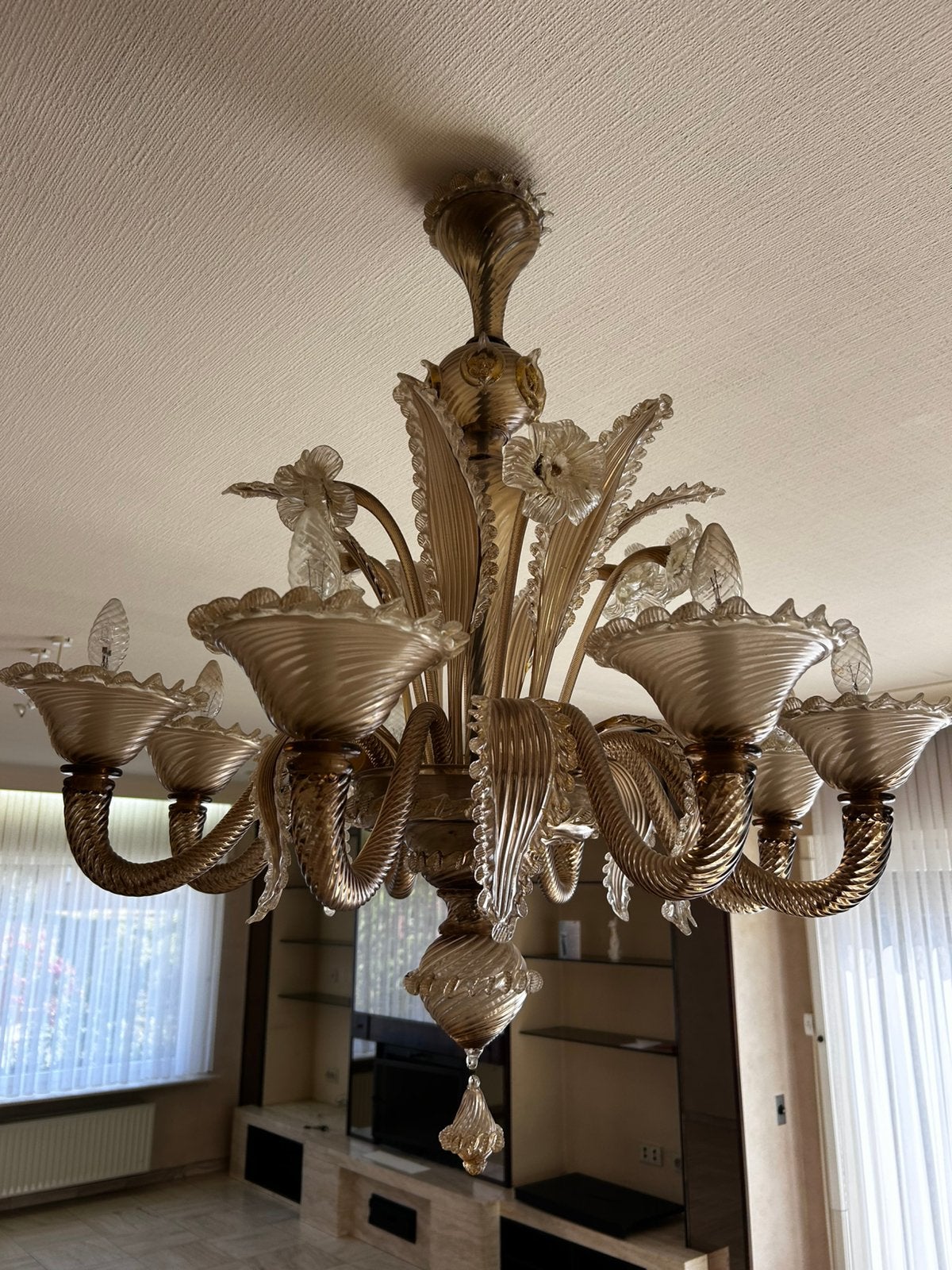 Mooie rustieke luster, Huis en Inrichting, Lampen | Kroonluchters, Ophalen, Zo goed als nieuw, Glas, Rustiek