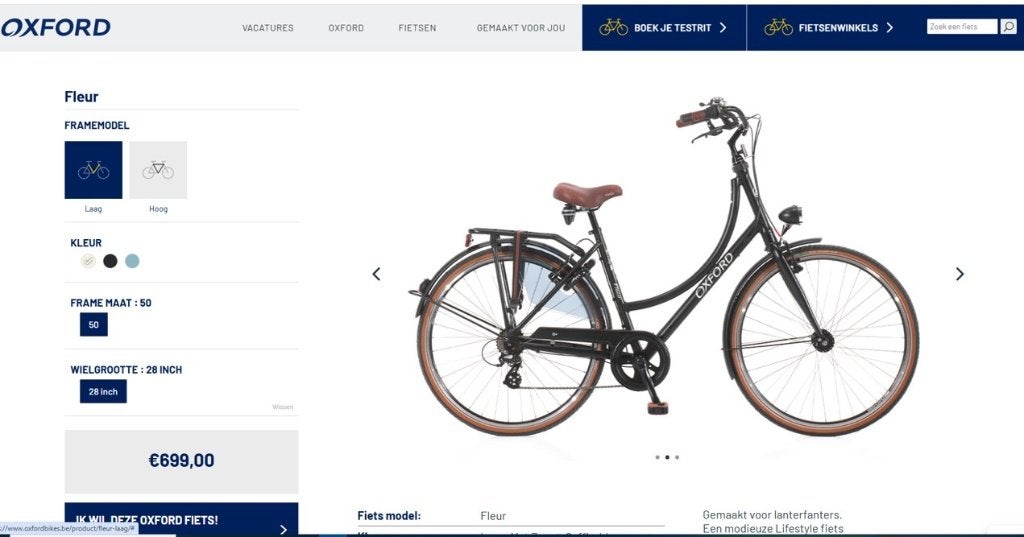 "Nieuwe" Oxford meisjesfiets aan 60% KORTING t.o.v. winkel, Vélos & Vélomoteurs, Frein sur jante, 26 pouces ou plus, Frein à main