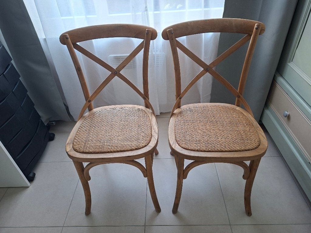 Lot de 2 chaises en bois, Enlèvement, Comme neuf, Bois, Deux