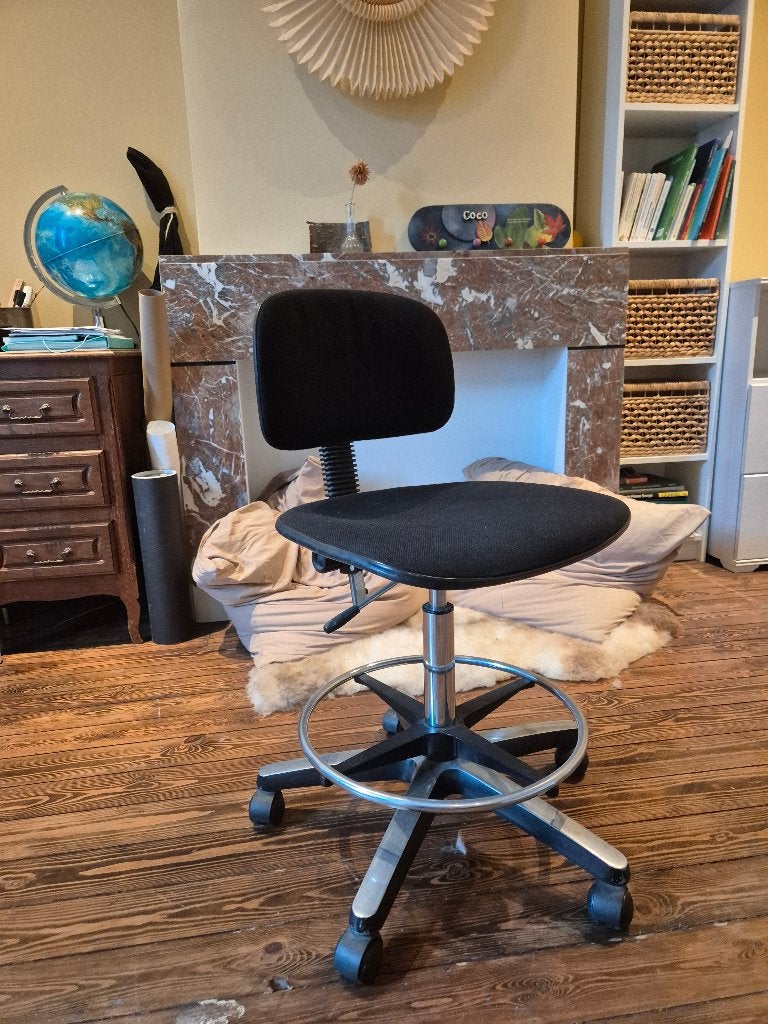 Vintage bureaustoel, Maison & Meubles, Enlèvement, Utilisé, Noir, Chaise de bureau