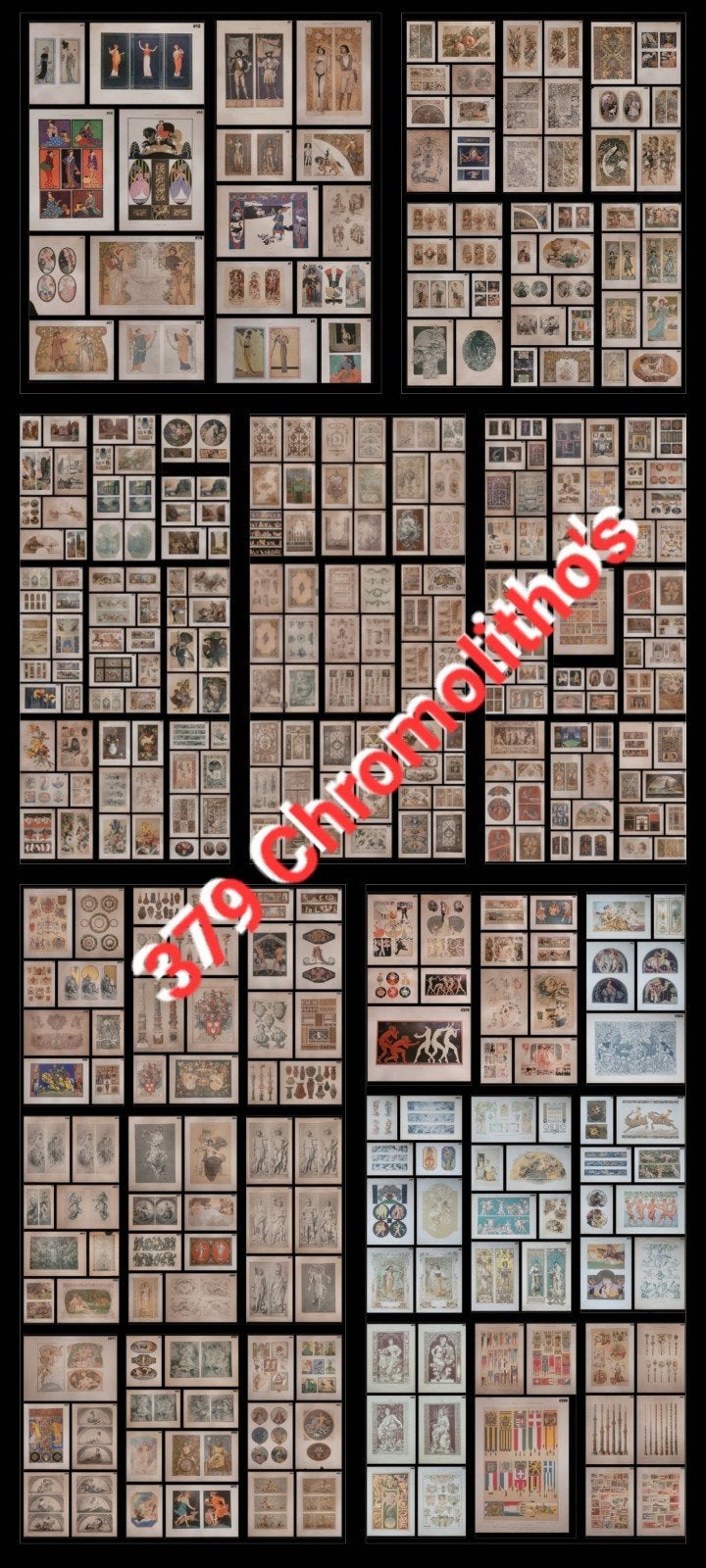 Antieke chromolitho's. vademecum der bouwvakken per stuk! #1, Antiquités & Art, Autres sujets, Lithographie, Numéroté, Envoi