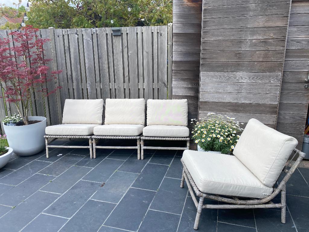 Loungeset bamboe Ikea Tvarö, Tuin en Terras, Ophalen, Gebruikt, Loungeset, Bank
