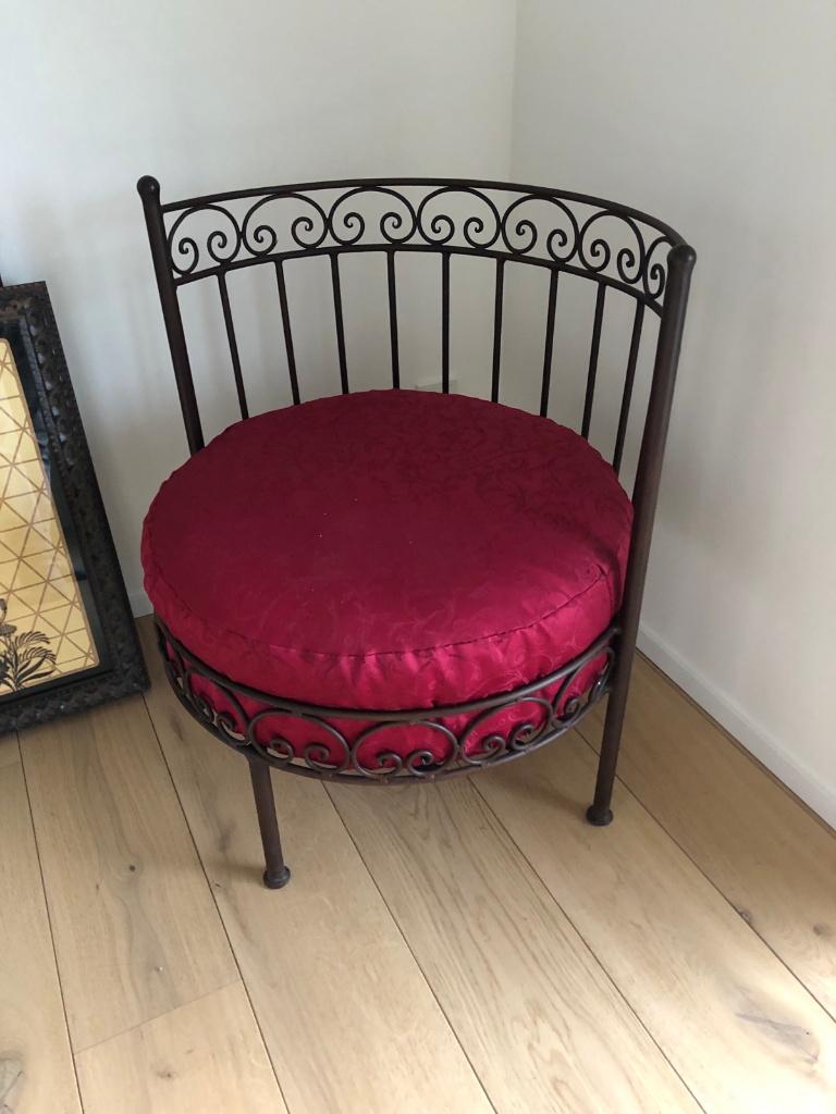Fauteuil fer forgé avec coussin, Tissus, Moins de 75 cm, Comme neuf, Enlèvement