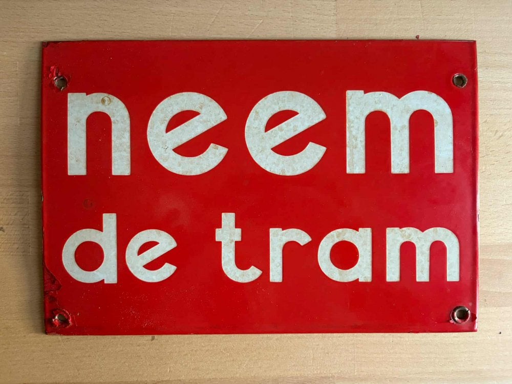 Uniek emaille bordje Haagsche Tramweg-Maatschappij/HTM., Ophalen of Verzenden