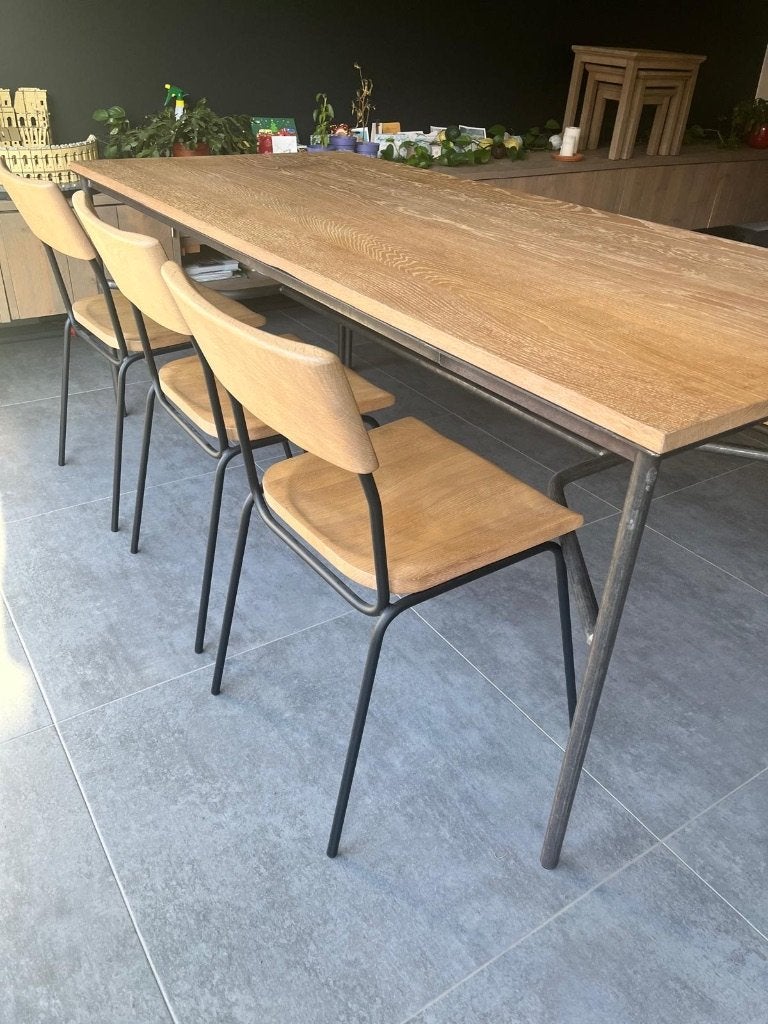 Grote eettafelset van tafel, 3 stoelen en bank., 150 à 200 cm, Cinq personnes ou plus, Chêne, Enlèvement