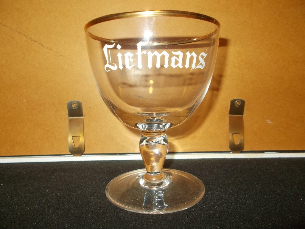 Oud glas Liefmans op korte voet - wit - Oudenaarde, Enlèvement, Utilisé, Verre à bière