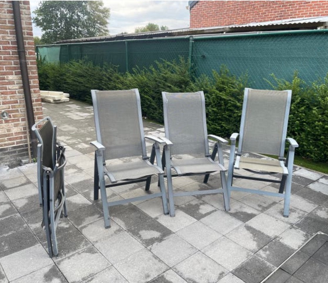 4 aluminium inklapbare tuinstoelen - zeer goede staat, Tuin en Terras, Ophalen, Zo goed als nieuw, Aluminium, Inklapbaar