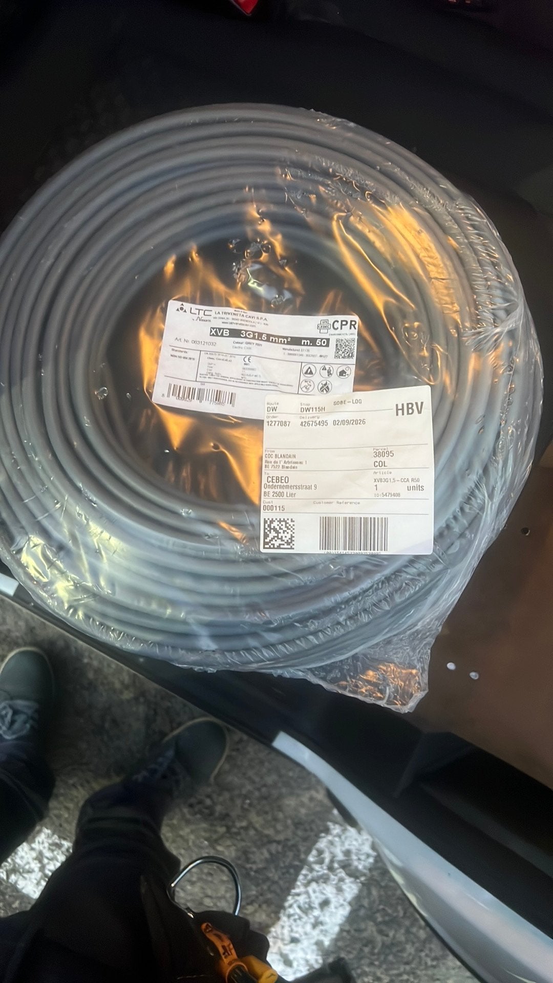 Kabel XVB 3G,1,5mm nieuw, 50 meter, Enlèvement ou Envoi, Neuf