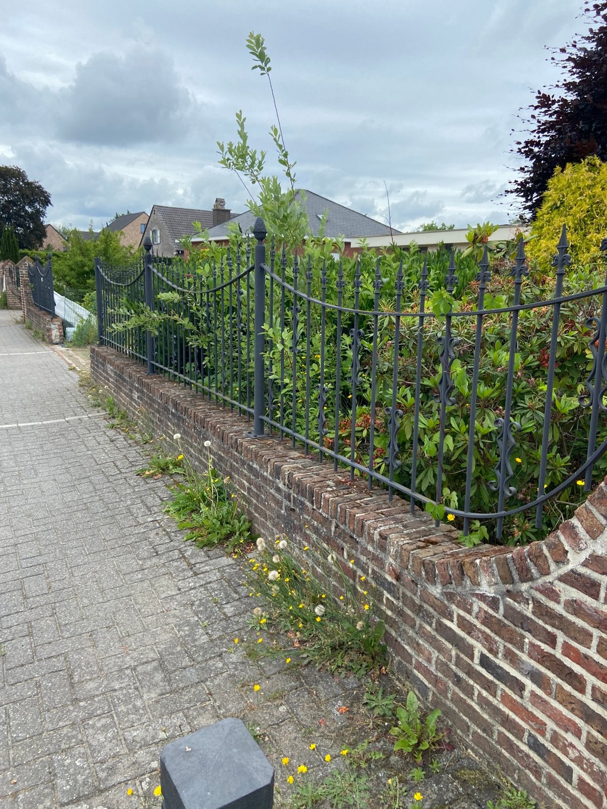 Smeedijzeren hekwerk + dubbele poort – ca. 28 m totaal, Jardin & Terrasse, Clôtures de jardin, Comme neuf, Enlèvement