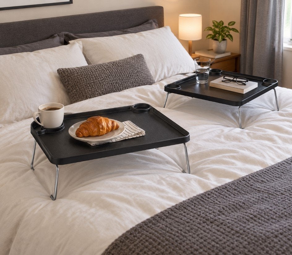 Opklapbaar bedtafeltje IKEA Nordby (2 stuks) - OPRUIM!, Minder dan 45 cm, Kunststof, Gebruikt, Modern