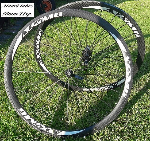 ATOM6 carbon wielen, nieuwstaat, 38 mm. (tubes), Fietsen en Brommers, Ophalen, Zo goed als nieuw, Racefiets, Carbon