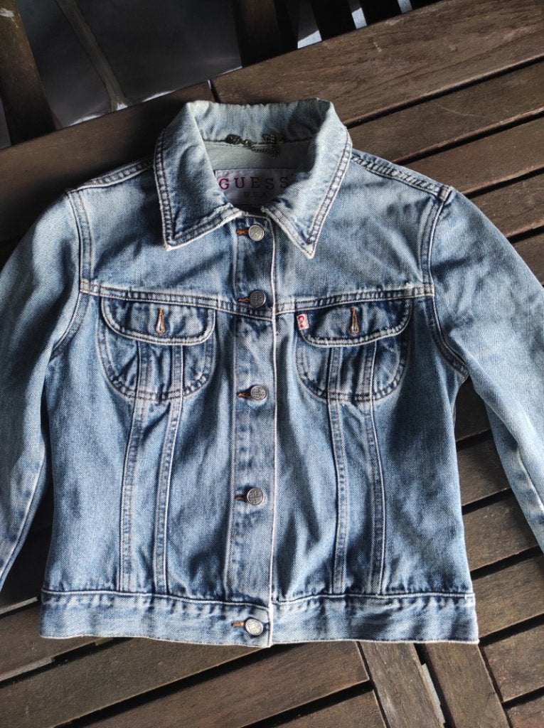 Guess u.s.a navy blue denim jacket jeans jas maat small S, Kleding | Dames, Jassen | Zomer, Ophalen, Guess, Blauw, Maat 36 (S)
