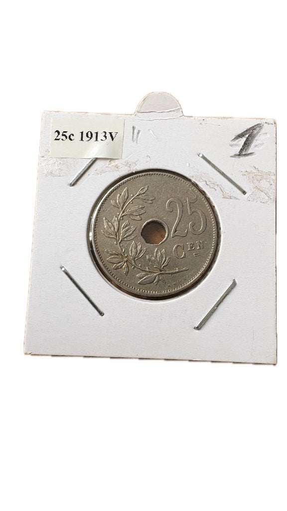 ALBERT I: 25 CENT 1913V (2), Postzegels en Munten, Munten | België, Ophalen of Verzenden