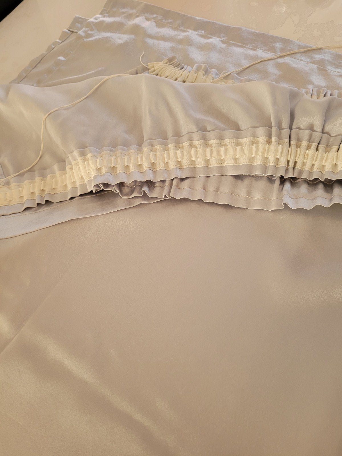Rideau temture organza et autre satin, 150 cm, Raccourcissable, Comme neuf, Rideau