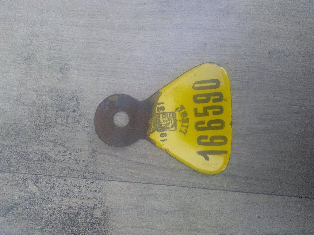 Ancienne plaque de vélo 1931, Ophalen of Verzenden, Gebruikt
