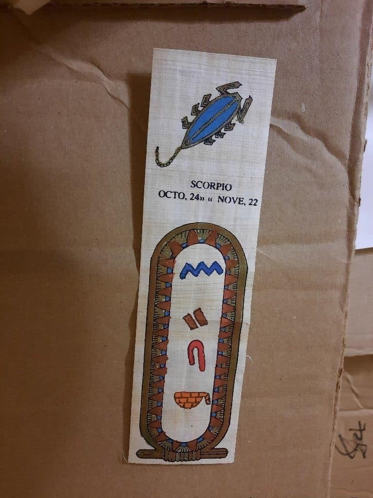 souvenier papyrus van egypte bladwijzer horoscoop schorpioen, Ophalen of Verzenden