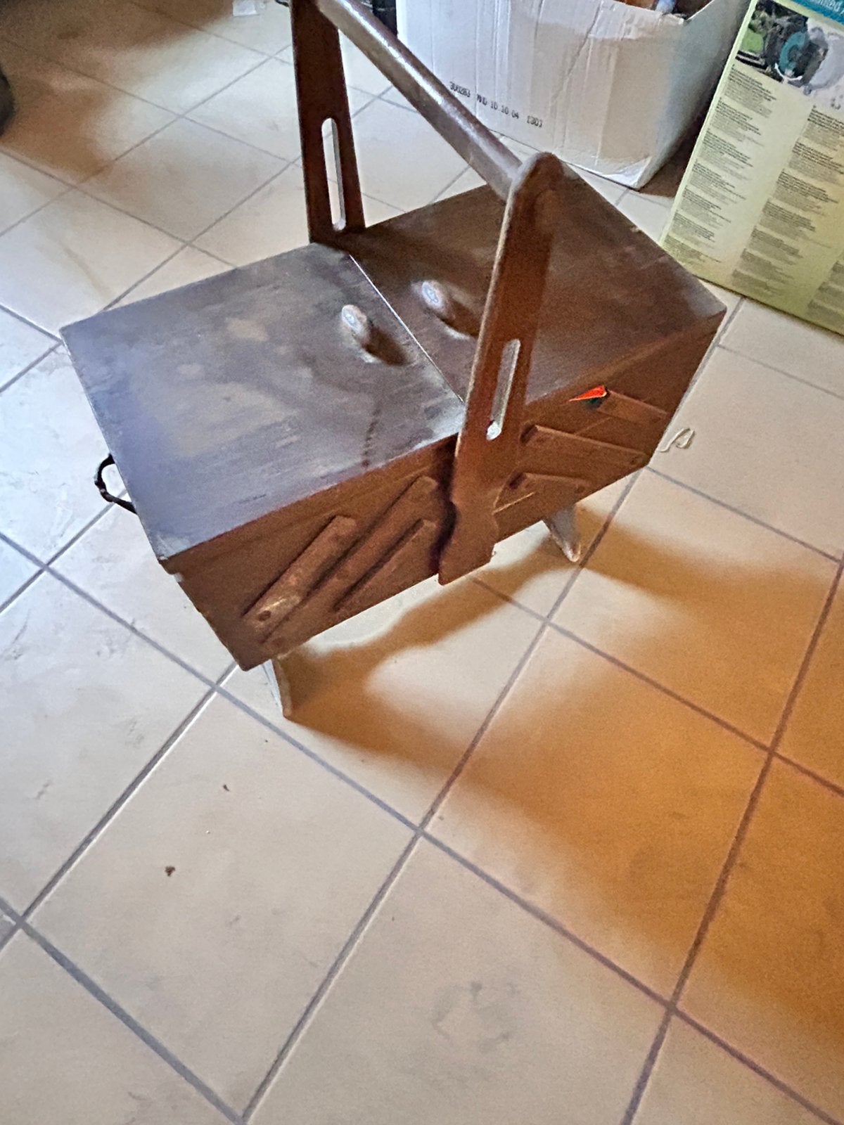 Ancienne travailleuse en bois – meuble de couture vintage, Huis en Inrichting, Ophalen, Meerdere vakken, Gebruikt, Vintage