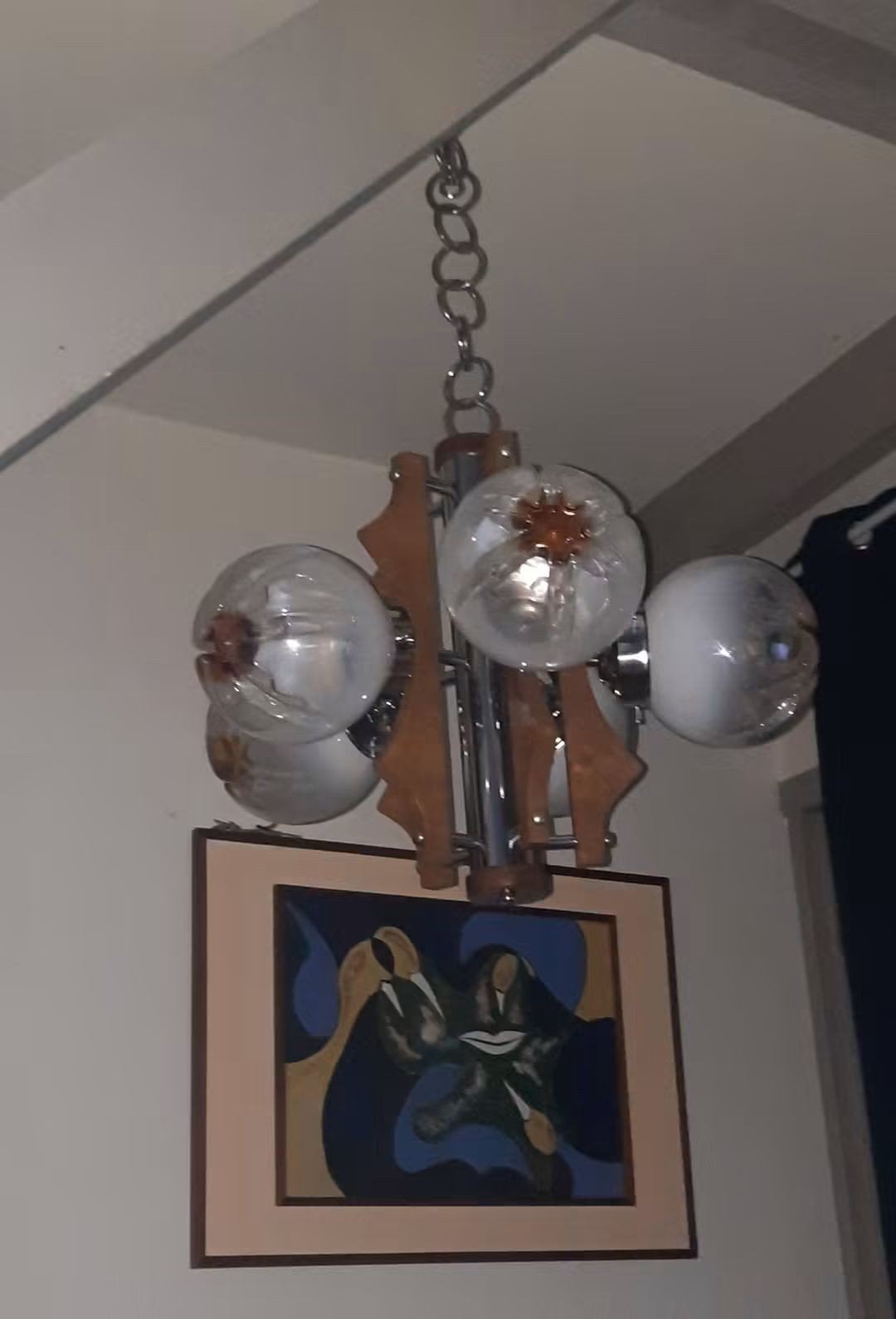 lustre vintage, Huis en Inrichting, Ophalen, Gebruikt, Glas, Mazzega/Murano