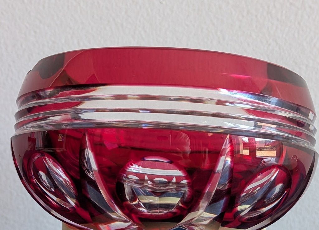 cendrier vintage en cristal doublé de couleur rouge rubis, Enlèvement ou Envoi