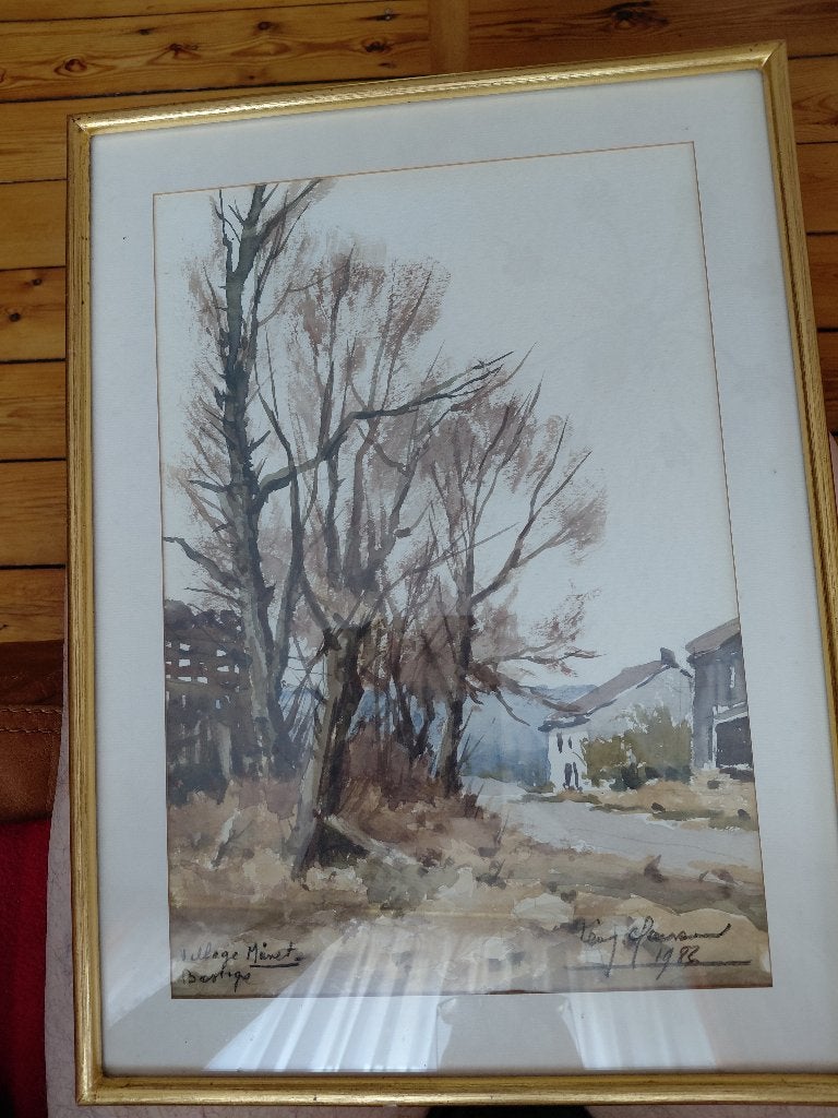 aquarelverf (Belgisch), Antiek en Kunst, Kunst | Schilderijen | Klassiek, Ophalen, Gedateerd, Aquarel, Stads- / dorpsgezicht