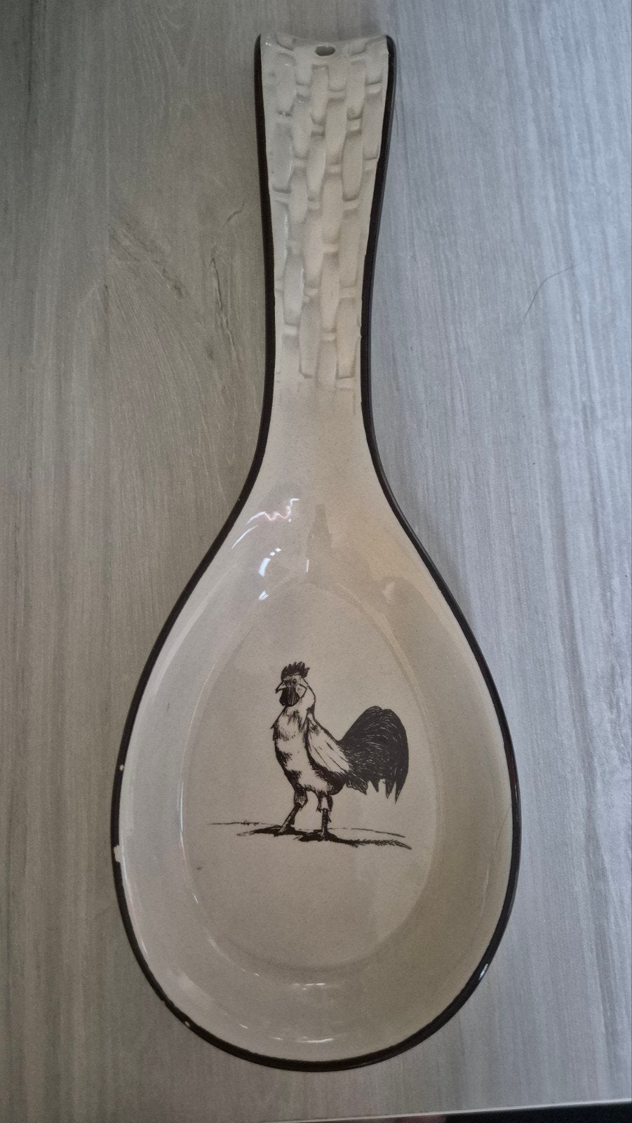 Repose-cuillère en céramique marque Efya - Décor Coq