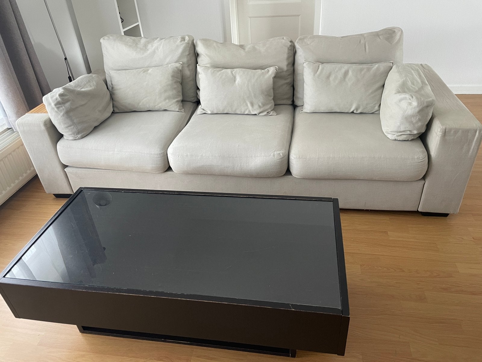 Grand canapé droit 3/4 places gris clair, Maison & Meubles, Moderne et élégant, 200 à 250 cm, Banc droit, Enlèvement