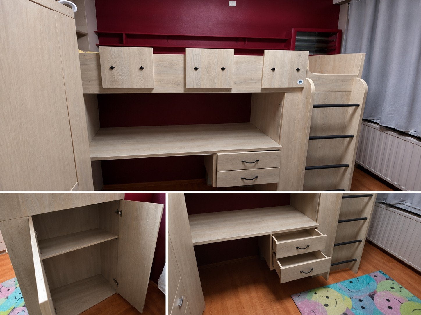 Lit superposé avec bureau + garde robe, Enlèvement, Comme neuf, Lits superposés