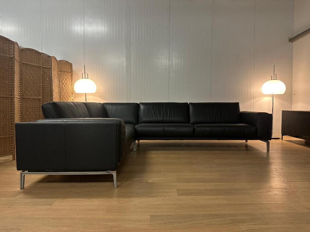 ÉTAT NEUF Leolux Bellice canapé d’angle cuir – PN: 14.500€, 150 cm ou plus, Quatre personnes ou plus, Comme neuf, Design Bankstellen Leolux