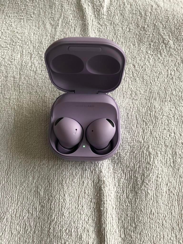Galaxy buds 2 pro als nieuw paars in doos en lader, Telecommunicatie, Mobiele telefoons | Oordopjes, Ophalen of Verzenden