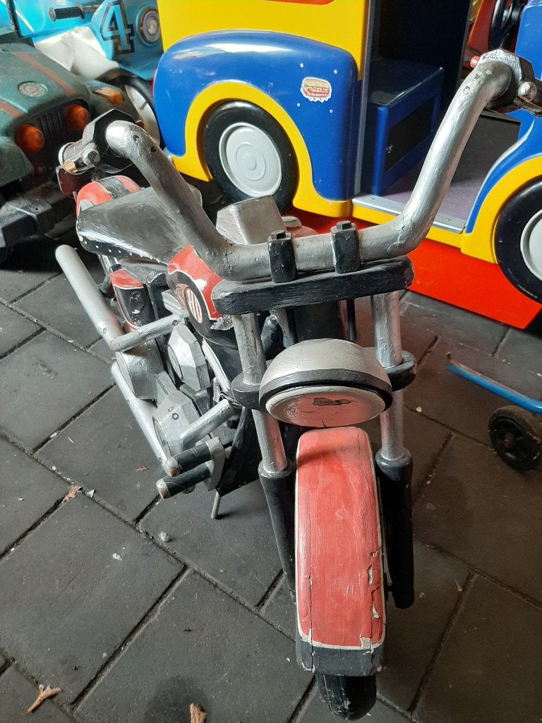 Draaimolen Harley Davidson van hout, Antiek en Kunst, Ophalen, 87 cm, Meerkleurig, Hout