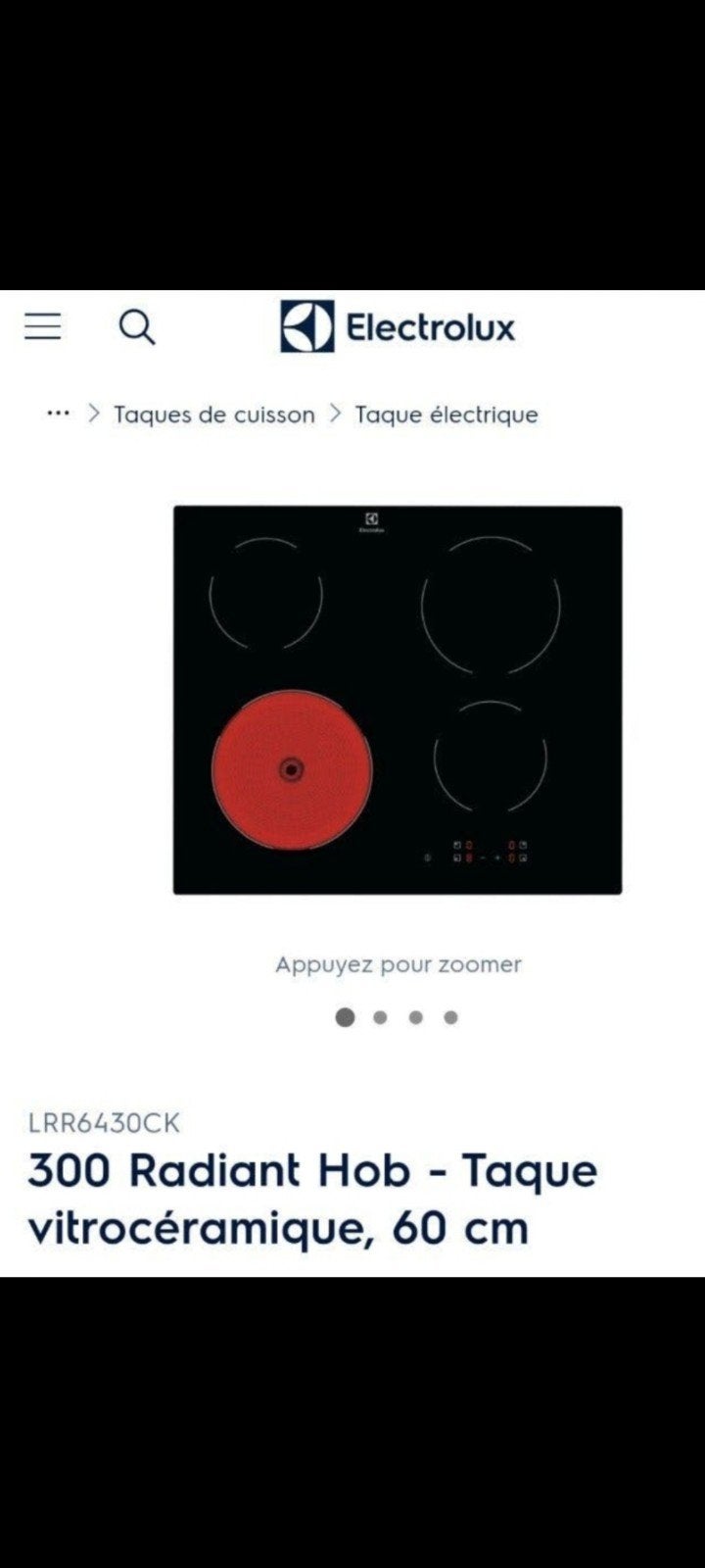 Taque de cuisson Vitrocéramique
ELECRTOLUX neuf, Electroménager, Enlèvement
