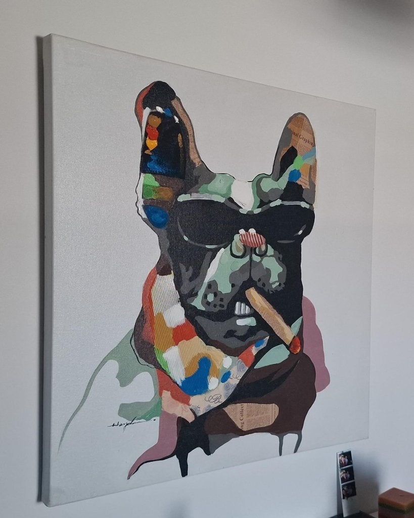 Canvas schilderij franse bulldog, Ophalen