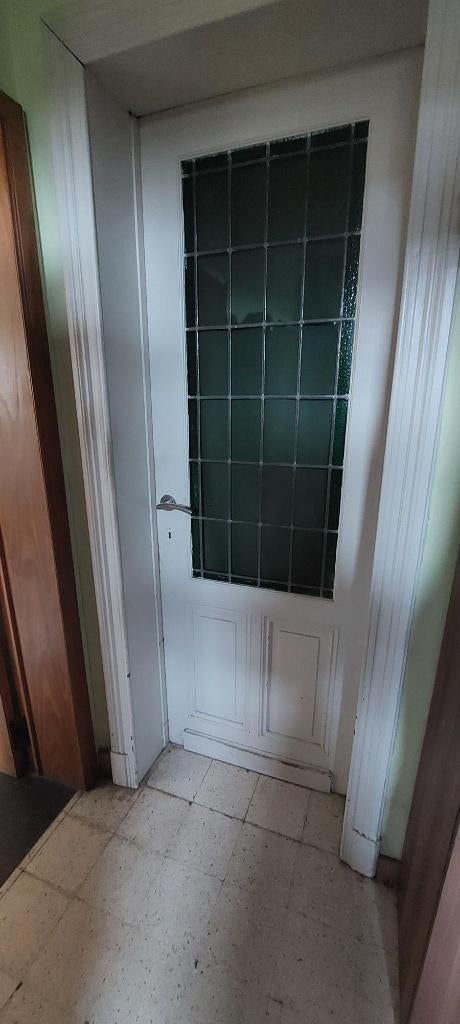 Deur met glasraam - 2,14m x 0,75m, Doe-het-zelf en Bouw, Deuren en Vliegenramen, Ophalen, Gebruikt, Minder dan 80 cm, Binnendeur