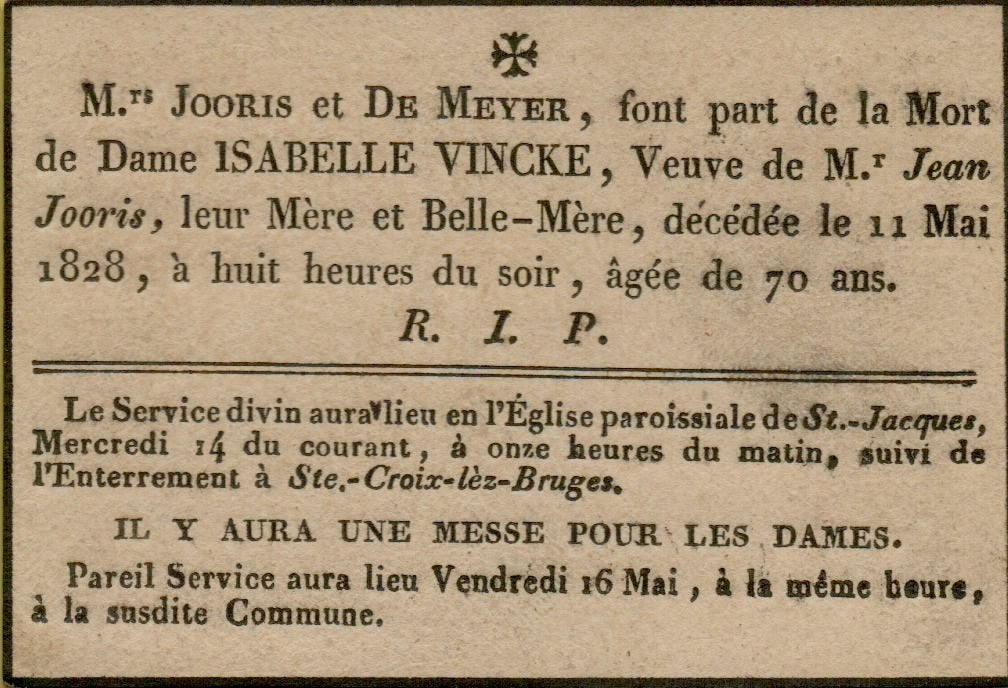cartes de décès Bruges 1, Envoi