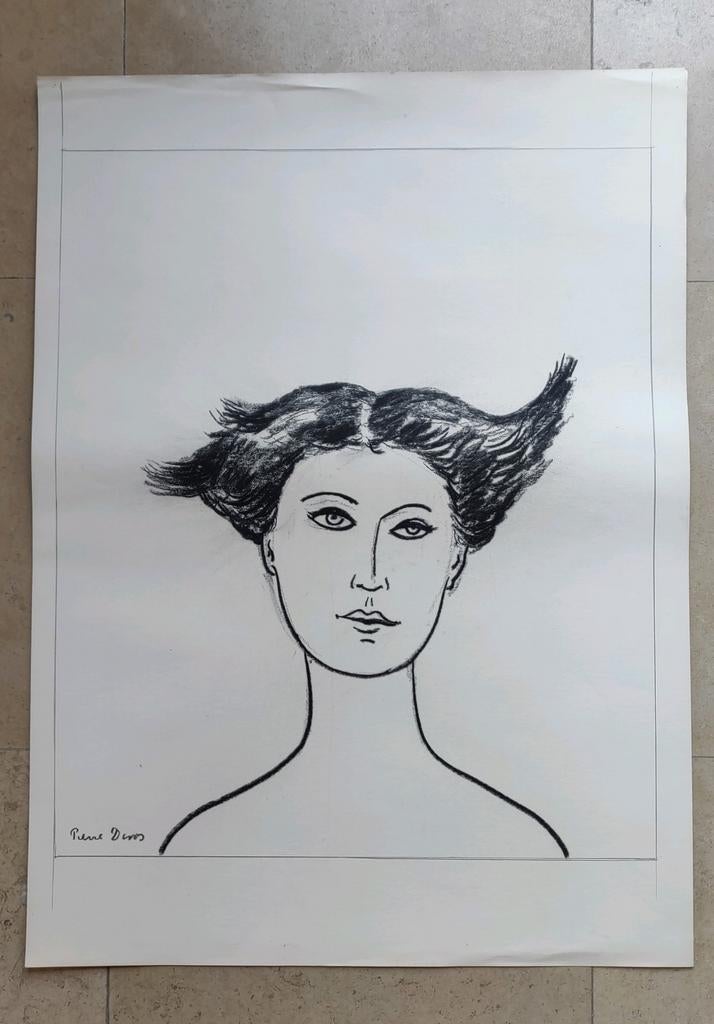 Dessin de dame - Pierre Devos, Antiquités & Art, Enlèvement ou Envoi
