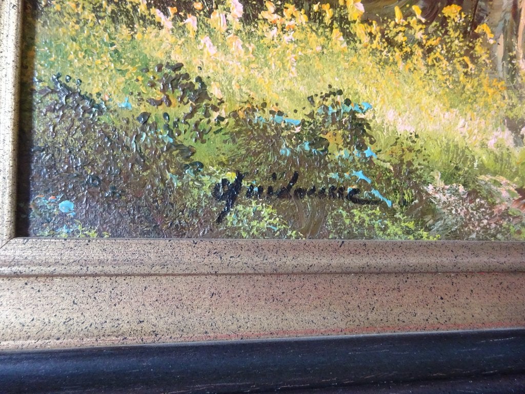 Gaston Quidousse, doek, 60 x 90 cm, Rivier in het bos, Antiek en Kunst, Ophalen, Doek, Expressionistisch, Gesigneerd