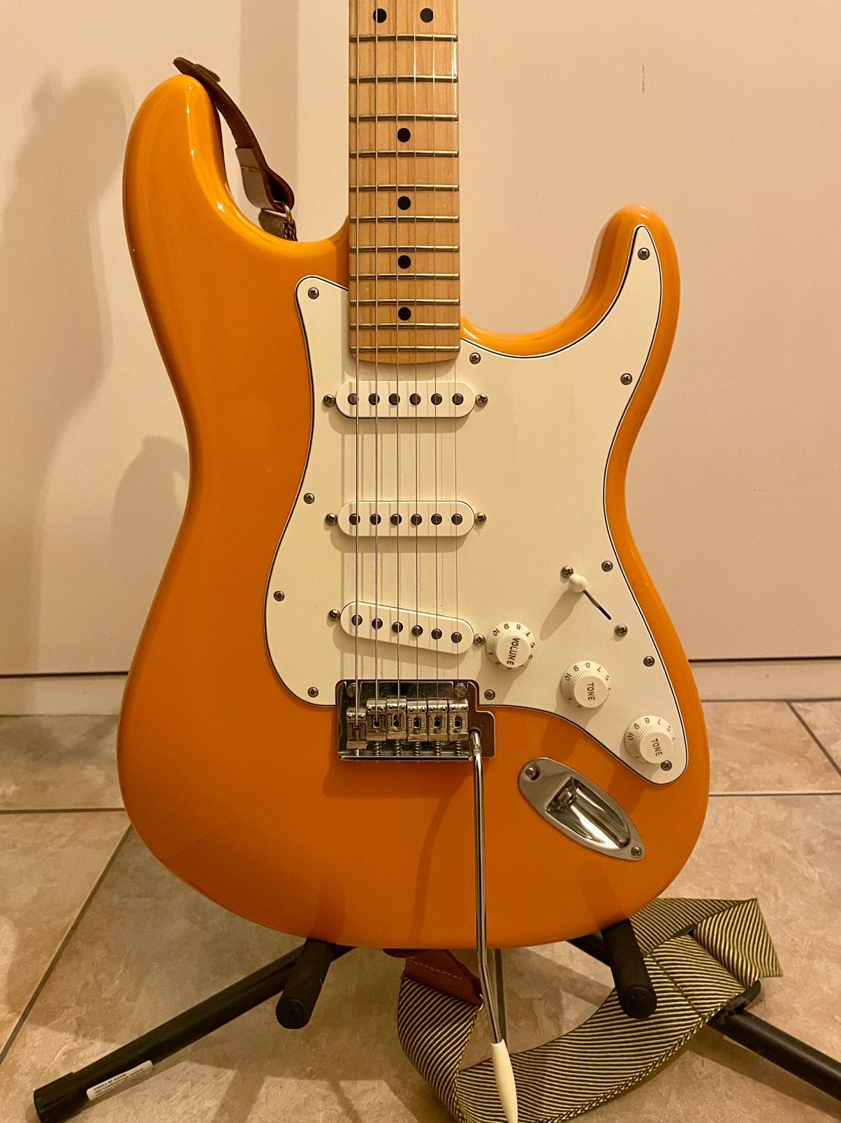 fender player stratocaster capri orange, Ophalen, Zo goed als nieuw, Fender