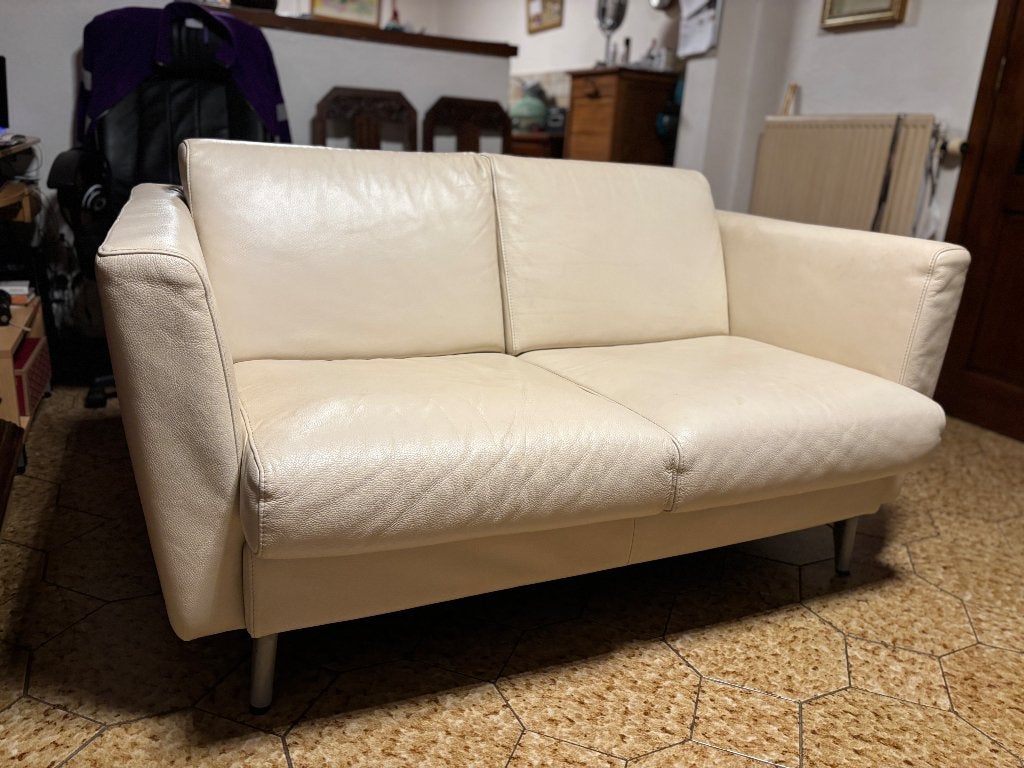Canapé en cuir 2 places, Maison & Meubles, 100 à 125 cm, Enlèvement, Utilisé, Classique