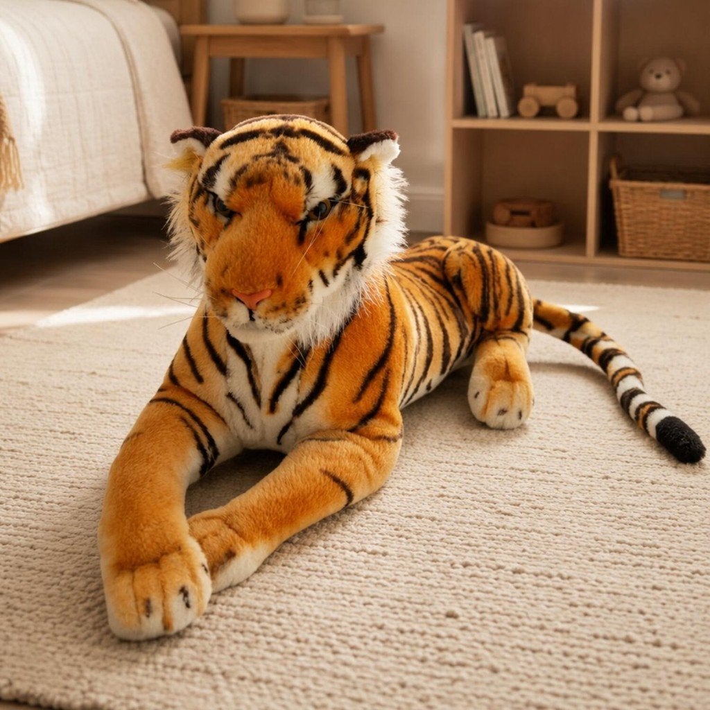 Grote Knuffel Tijger + Gratis knuffel leeuw, Ophalen, Zo goed als nieuw, Tijger