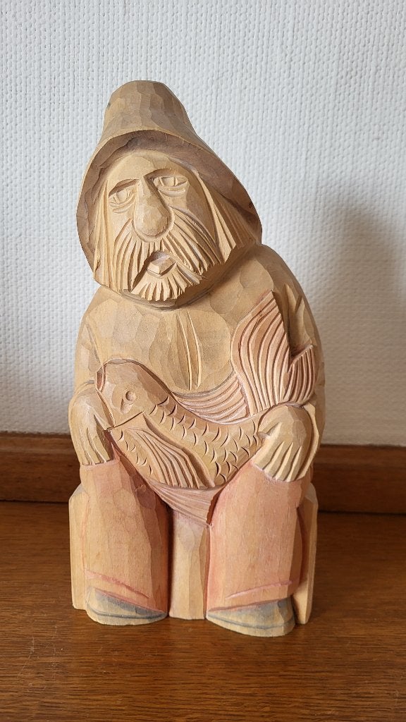 Visser houten beeld, Antiek en Kunst, Ophalen, Handgemaakt, Zeeleven, Beeld