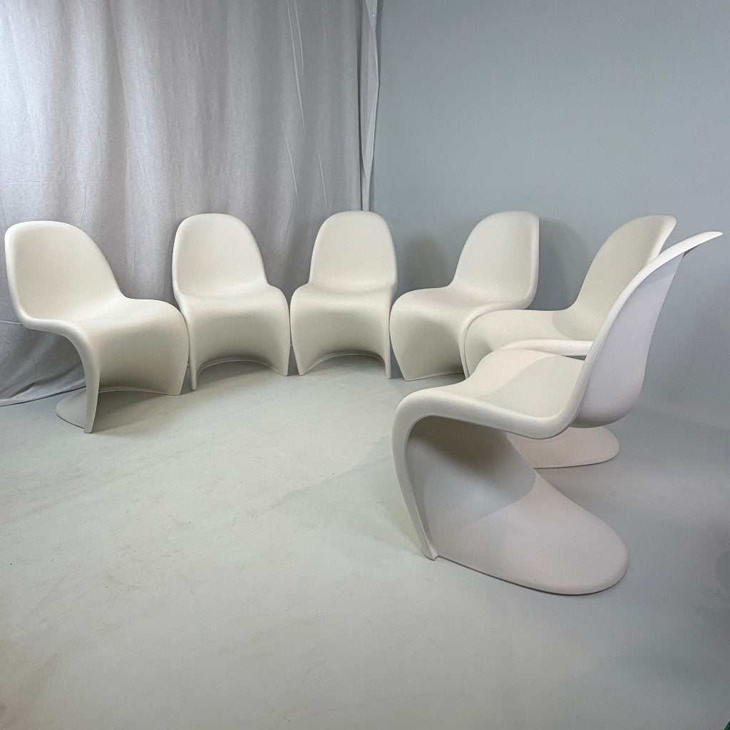 Set van 6 Panton-stoelen voor Vitra, Huis en Inrichting, Kunststof, Wit, Ophalen of Verzenden, Zo goed als nieuw