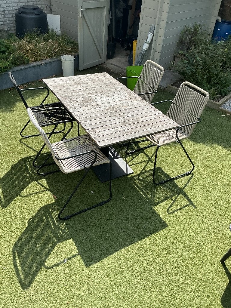 Tuinset met 4 stoelen, Tuin en Terras, Ophalen of Verzenden, Gebruikt, Hout, Tuinset