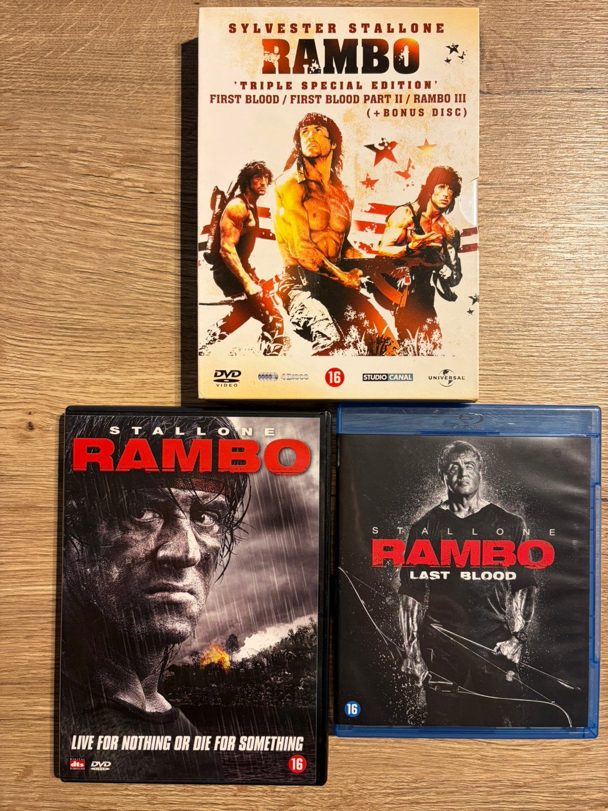 DVD en Blu-Ray: Rambo, Enlèvement ou Envoi, Comme neuf, Action